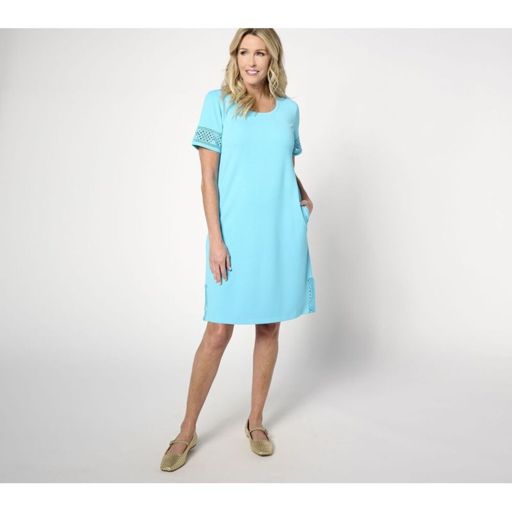 Isaac Mizrahi Live! Women's Dress Sz XS Short Sleeve Pebble Knit Blue A645017